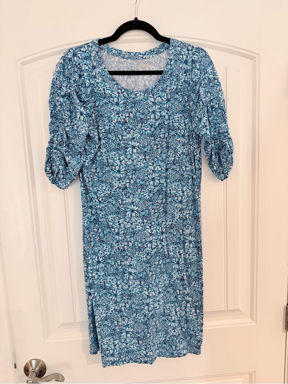 Lilly Pulitzer Blue Floral Puff-Sleeve Midi Dress